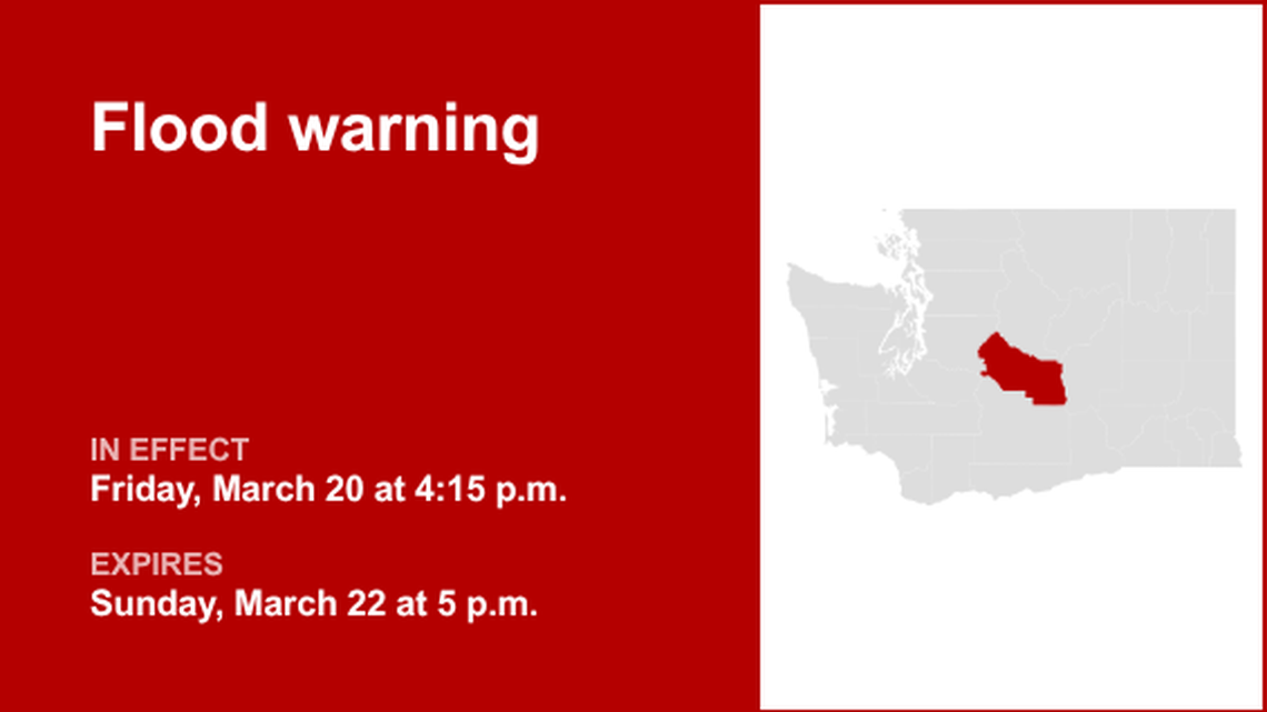 UPDATE: Flood warning in place for Kittitas County until early Sunday evening 