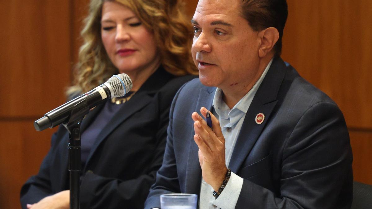 SAN DIEGO, CA – December 11, 2025: State Senator Steve Padilla speaks during a joint informational hearing on monitoring the impacts and progress in the Tijuana River Valley at the Robert Paine Scripps Forum in La Jolla on Thursday, December 11, 2025. (Hayne Palmour IV / For The San Diego Union-Tribune)