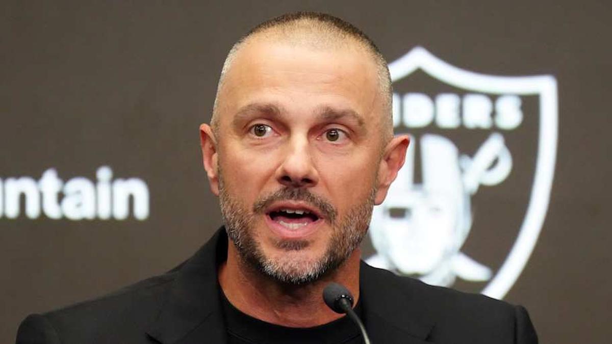  Feb 10, 2026; Henderson, NV, USA; Las Vegas Raiders general manager John Spytek at press conference at Intermountain Health Performance Center. Mandatory Credit: Kirby Lee-Imagn Images | Kirby Lee-Imagn Images 