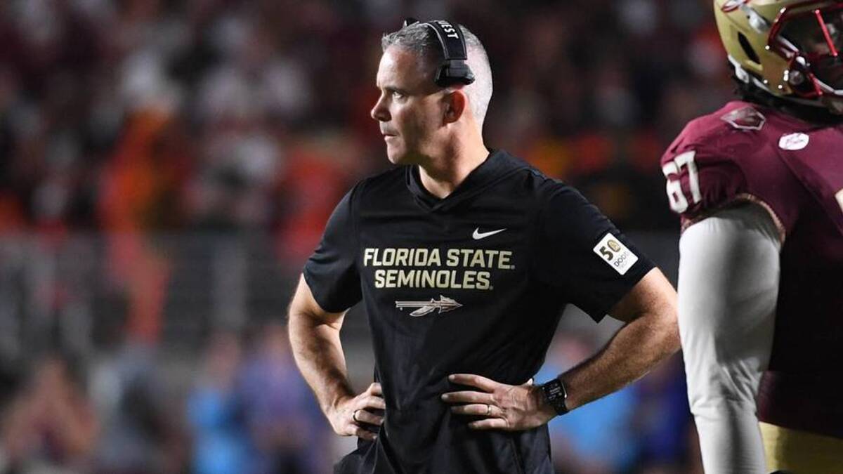  Oct 4, 2025; Tallahassee, Florida, USA; Florida State Seminoles head coach Mike Norvell during the second half against the Miami Hurricanes at Doak S. Campbell Stadium. Mandatory Credit: Robert Myers-Imagn Images | Robert Myers-Imagn Images 