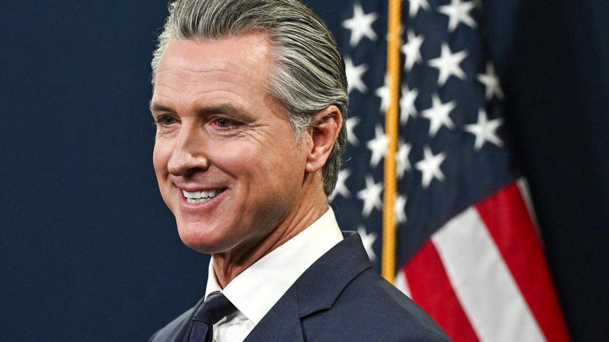 Gov. Gavin Newsom delivers his final May budget revision as governor on Thursday, May 14, 2026, at the Capitol Swing Space building. Speaking in Washington, D.C., the outgoing term-limited governor blamed outdated inheritance and broken tax codes for the widening wealth gap. (Hector Amezcua/The Sacramento Bee/TNS)