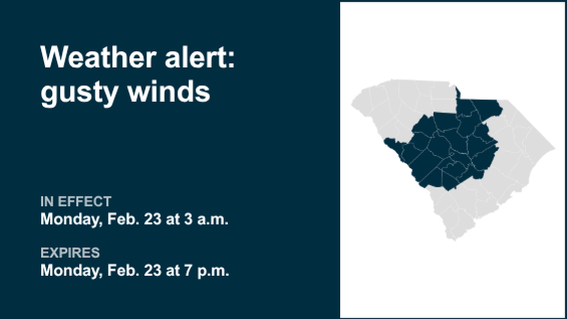 Be prepared for gusty winds in Midlands until Monday evening 