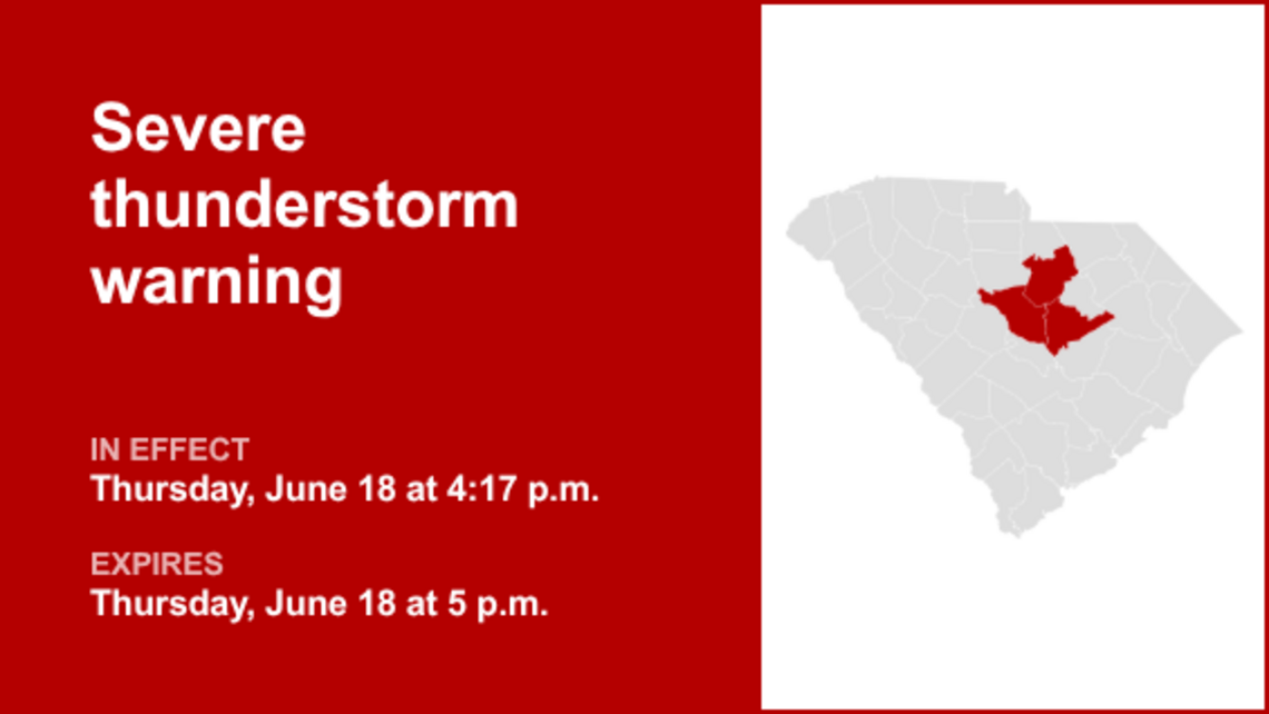 UPDATE: Thunderstorms with penny-sized hail in Midlands Thursday - gusts to hit 60 mph 