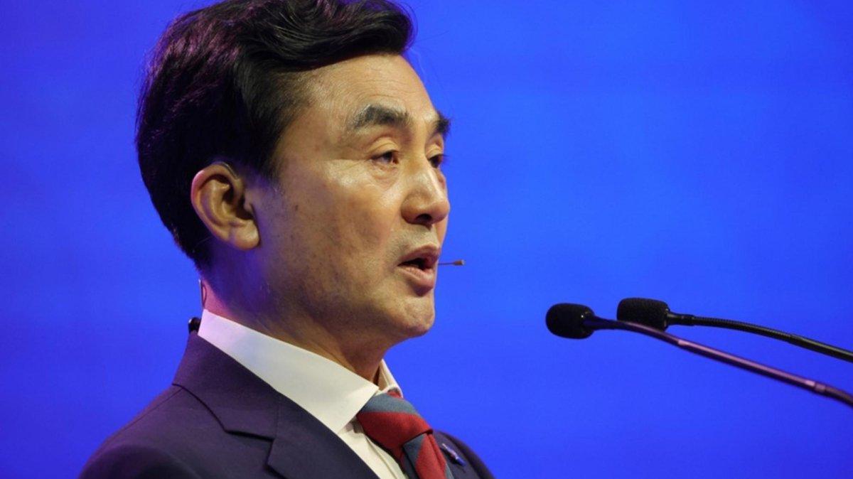 South Korea’s Minister of National Defense Ahn Gyu-back delivers his speech during a plenary session of the International Institute for Strategic Studies (IISS) Shangri-la Dialogue Defence Summit in Singapore, 30 May 2026. Defense ministers and officials from 44 countries are gathered in the city state for the IISS Shangri-la Dialogue, an annual high level defence summit in the Asia Pacific region. Photo by HOW HWEE YOUNG / EPA