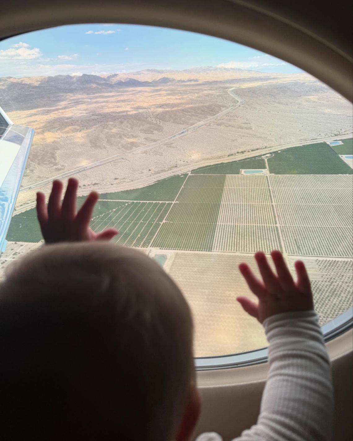 High Flyer Jack got to see what life was like from above while gazing out of the window of a private plane. Courtesy of Hailey Bieber/Instagram