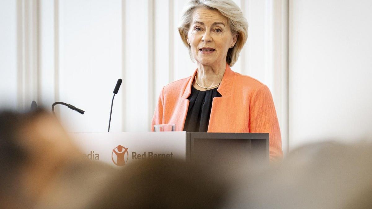 European Commission President Ursula von der Leyen delivers a keynote address at the European Summit on Artificial Intelligence and Children in Copenhagen, Denmark, May 12. Von der Leyen and President Donald Trump made a trade agreement in July at Turnberry, Scotland, and the EU on Tuesday began the process of ratifying it. Photo by Ida Marie Odgaard/EPA