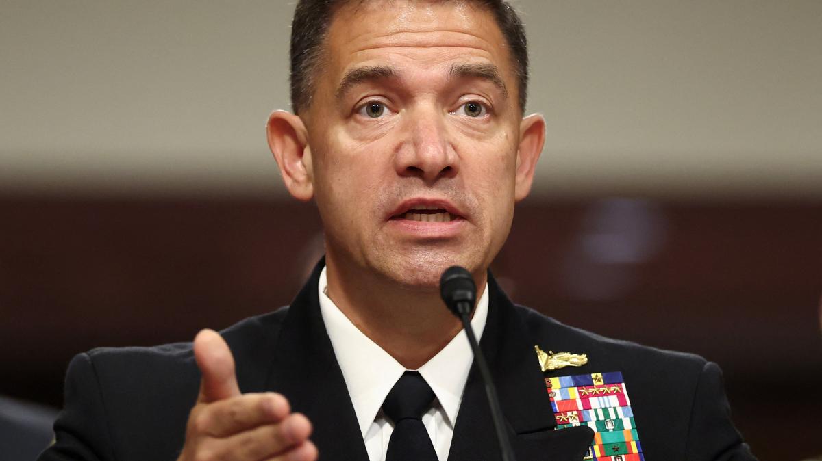U.S. CENTCOM Commander Admiral Brad Cooper testifies before the Senate Armed Services Committee on "The Posture of the U.S. Central Command and U.S. Africa Command in Review" on Capitol Hill in Washington, D.C., U.S., May 14, 2026.  REUTERS/Kevin Lamarque
