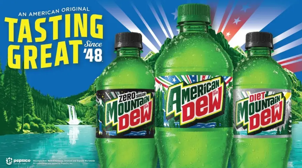  Promotional material showing the re-branded Mountain Dew products 