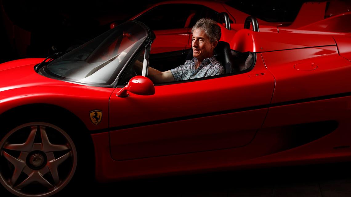 Bill Ceno sits in his 1995 Ferrari F50 at his home on April 8, 2026 in Rancho Santa Fe, CA.(K.C. Alfred / The San Diego Union-Tribune)