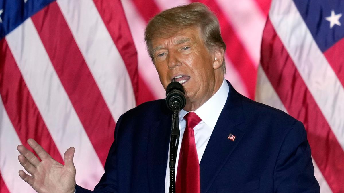Ex-President Donald Trump announcing a third run for president in Palm Beach on Nov. 15.