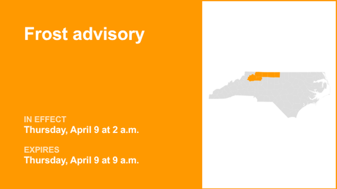 UPDATE: Frost advisory in place for Northwest Piedmont for Thursday 