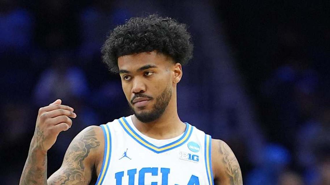  Mar 20, 2026; Philadelphia, PA, USA; UCLA Bruins guard Donovan Dent (2) dribbles the ball against the UCF Knights in the first half during a first round game of the men's 2026 NCAA Tournament at Xfinity Mobile Arena. Mandatory Credit: Kyle Ross-Imagn Images | Kyle Ross-Imagn Images 