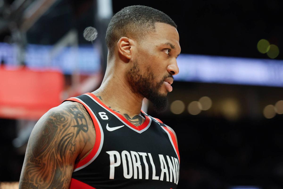  Portland Trail Blazers point guard Damian Lillard (0). © Soobum Im-Imagn Images