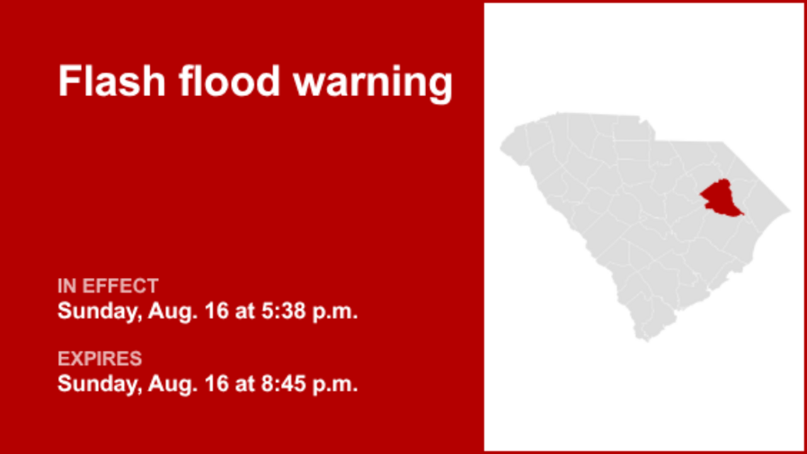 Flash flood warning for Florence County until Sunday evening caused by thunderstorms 