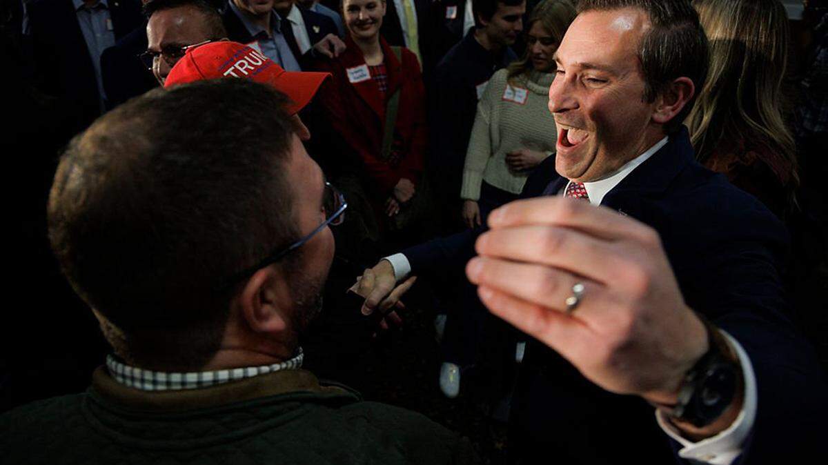 U.S. Rep.-elect Matt Van Epps greets supporters after delivering a victory speech at the Millennium Hotel Maxwell House Nashville on Tuesday. Republican Van Epps defeated Democratic nominee Aftyn Behn in a special election to fill Tennessee’s 7th District House seat vacated by the resignation of Republican Mark Green earlier this year.