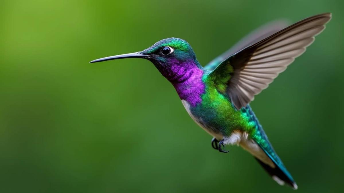  A Hummingbird with a purple throat.