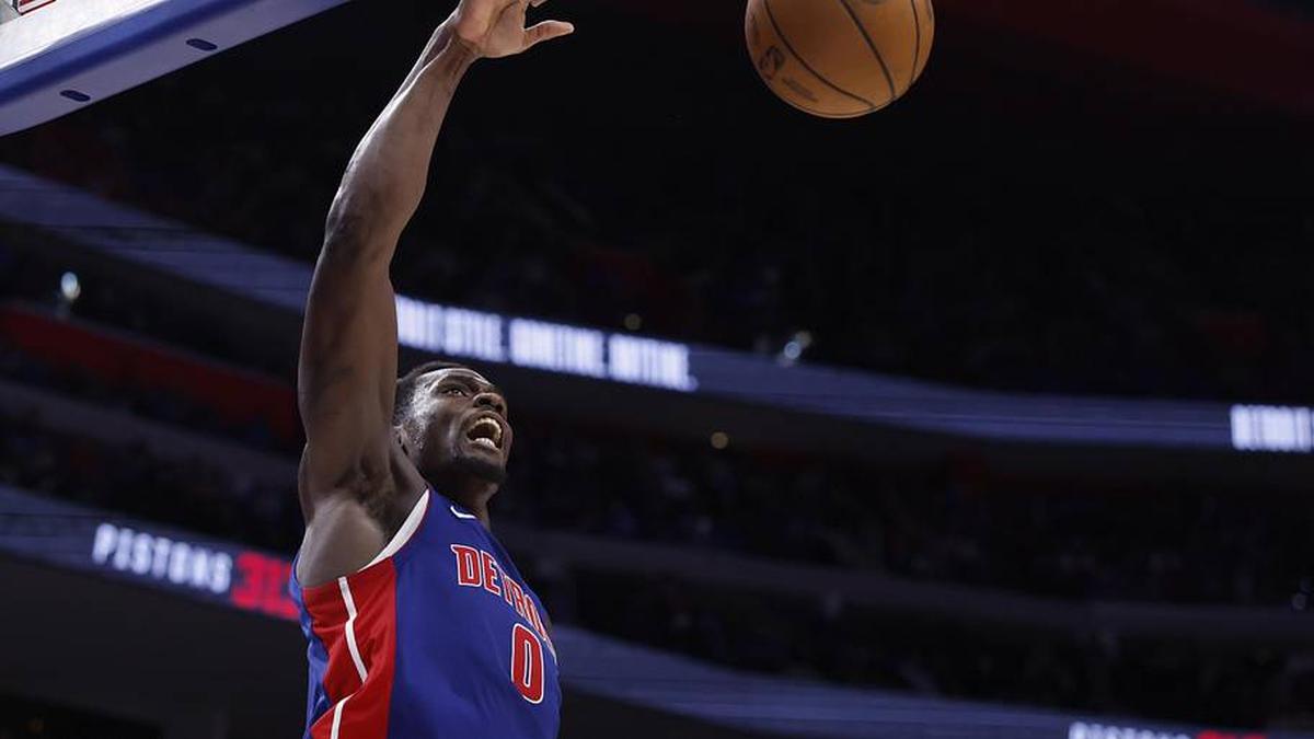  May 13, 2026; Detroit, Michigan, USA; Detroit Pistons center Jalen Duren (0) dunks in the second half against the Cleveland Cavaliers during game five of the second round of the 2026 NBA Playoffs at Little Caesars Arena. Mandatory Credit: Rick Osentoski-Imagn Images | Rick Osentoski-Imagn Images 