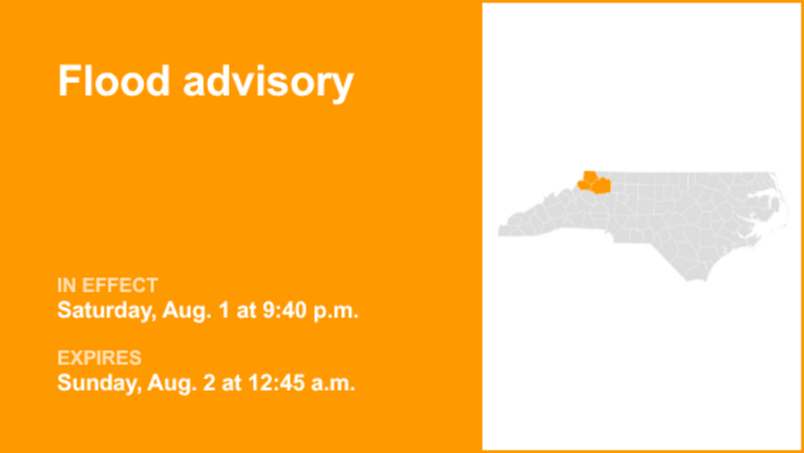 UPDATE: The flood advisory for Western North Carolina is anticipated to expire at 1:45 a.m. 