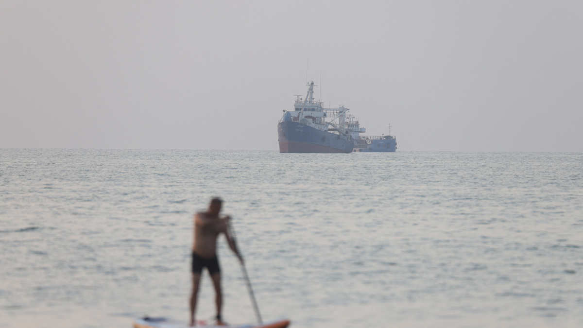 Vessels in the Strait of Hormuz near the beach of Bandar Abbas, Iran, June 21, 2026. Amirhosein Khorgooi/ISNA/via WANA (West Asia News Agency)via REUTERS