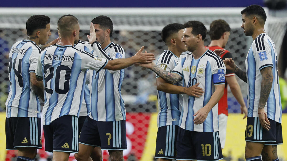 El delantero de Argentina Leo Messi celebra el gol conseguido ante Austria en el partido del Mundial 2026. EFE/Mariscal