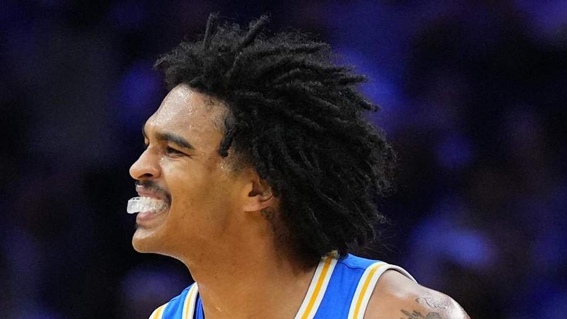  Mar 22, 2026; Philadelphia, PA, USA; UCLA Bruins guard Skyy Clark (55) reacts against the UConn Huskies in the second half during a second round game of the men's 2026 NCAA Tournament at Xfinity Mobile Arena. Mandatory Credit: Kyle Ross-Imagn Images | Kyle Ross-Imagn Images 