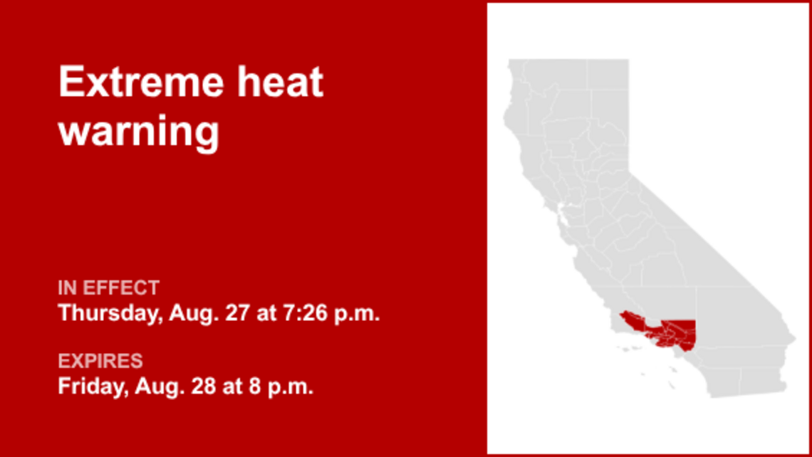 UPDATE: Extreme heat warning in place for Southern California until Friday evening 