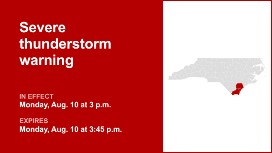 UPDATE: Thunderstorms with damaging winds in Brunswick and Columbus counties Monday 