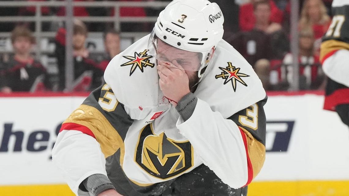 Vegas D Brayden McNabb will travel after puck to face 