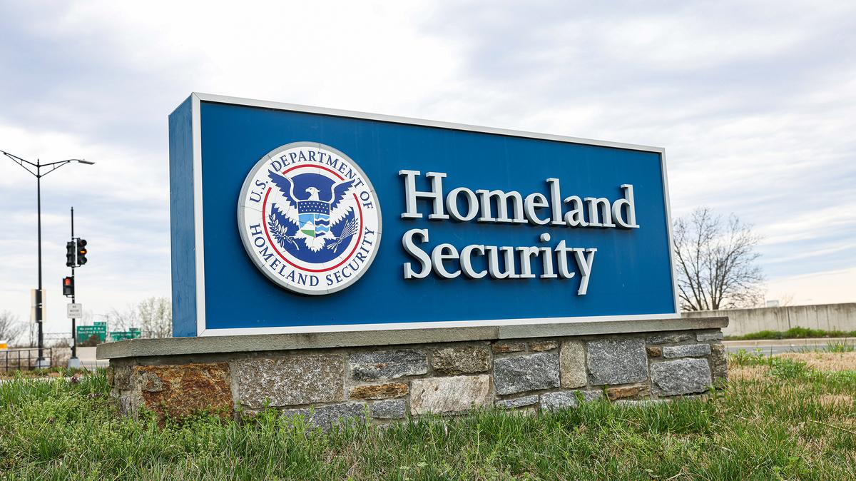FILE -- The entrance of the Department of Homeland Security's headquarters at the St. Elizabeths campus in Washington, on March 15, 2024. The Cybersecurity and Infrastructure Security Agency has navigated staffing cuts without a Senate-confirmed leader. Employees have become demoralized and concerned about the agency's ability to ward off threats. (Valerie Plesch/The New York Times)