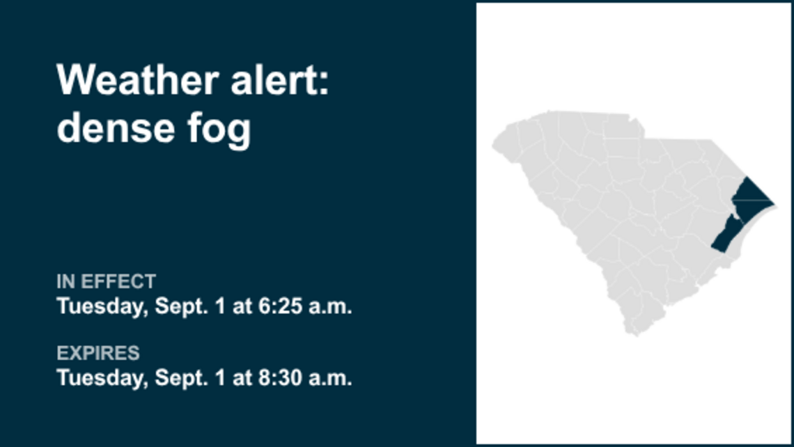 Weather alert for dense fog in the Grand Strand Tuesday morning 