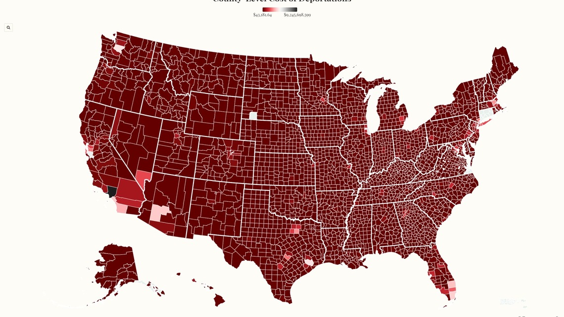 Map Shows ICE Deportation Costs in Every US County