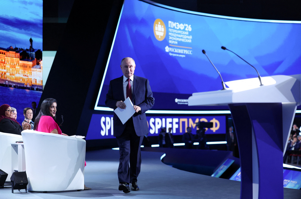 Russia's President Vladimir Putin attends a plenary session of the St. Petersburg International Economic Forum (SPIEF) in Saint Petersburg, Russia June 5, 2026. Sputnik/Alexander Kazakov/Pool via REUTERS