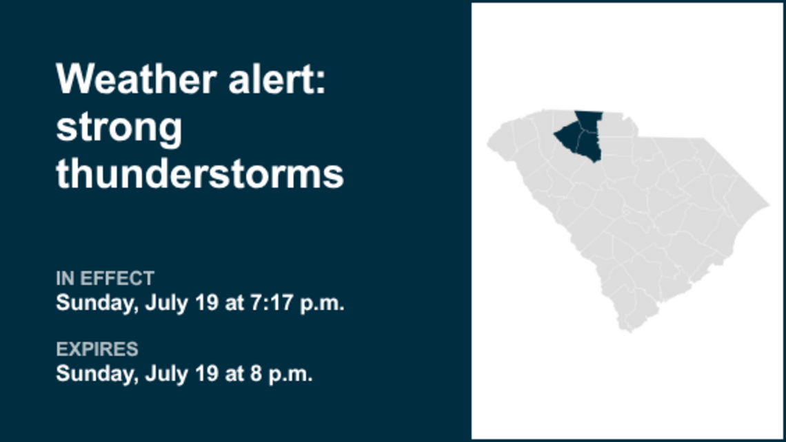UPDATE: Be prepared for strong thunderstorms in Union and Spartanburg counties Sunday night 