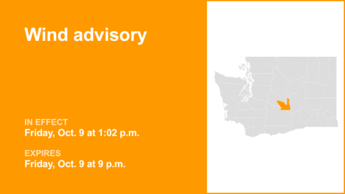 UPDATE: The current wind advisory for Kittitas Valley will expire at 9 p.m. 