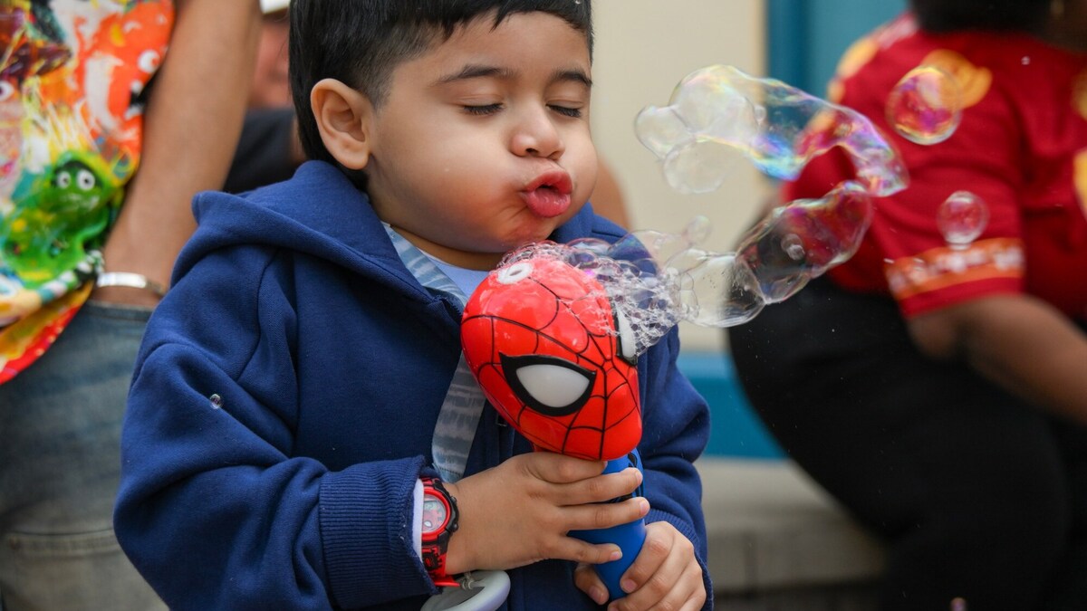 Edgar Flores, 4, plays with his Spider-Man bubble maker at Pixar Pier at Disney California Adventure in Anaheim, CA, on Friday, January 23, 2026. (Photo by Jeff Gritchen, Orange County Register/SCNG)