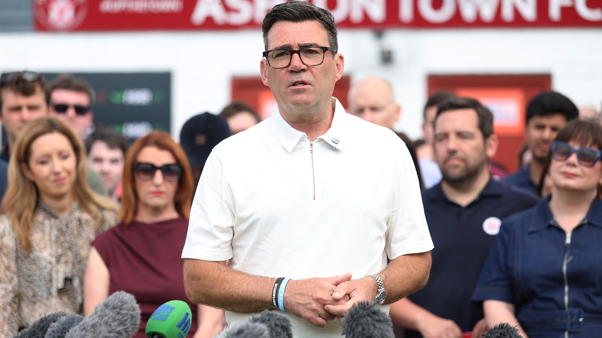 Manchester Mayor Andy Burnham speaks as he celebrates his victory in yesterday's Makerfield by-election, at Ashton Town Football Club, on June 19, 2026, in Ashton in Makerfield, England. The previous Labour MP for Makerfield resigned to make way for Burnham's candidacy, setting up his return to Parliament and a potential challenge to Keir Starmer for Labour Party leadership and the premiership. (Ryan Jenkinson/Getty Images/TNS)