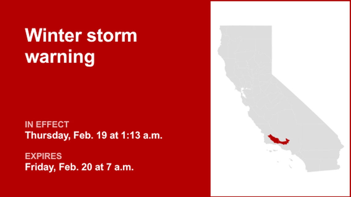 Winter storm warning in place for Southern California until Friday morning 