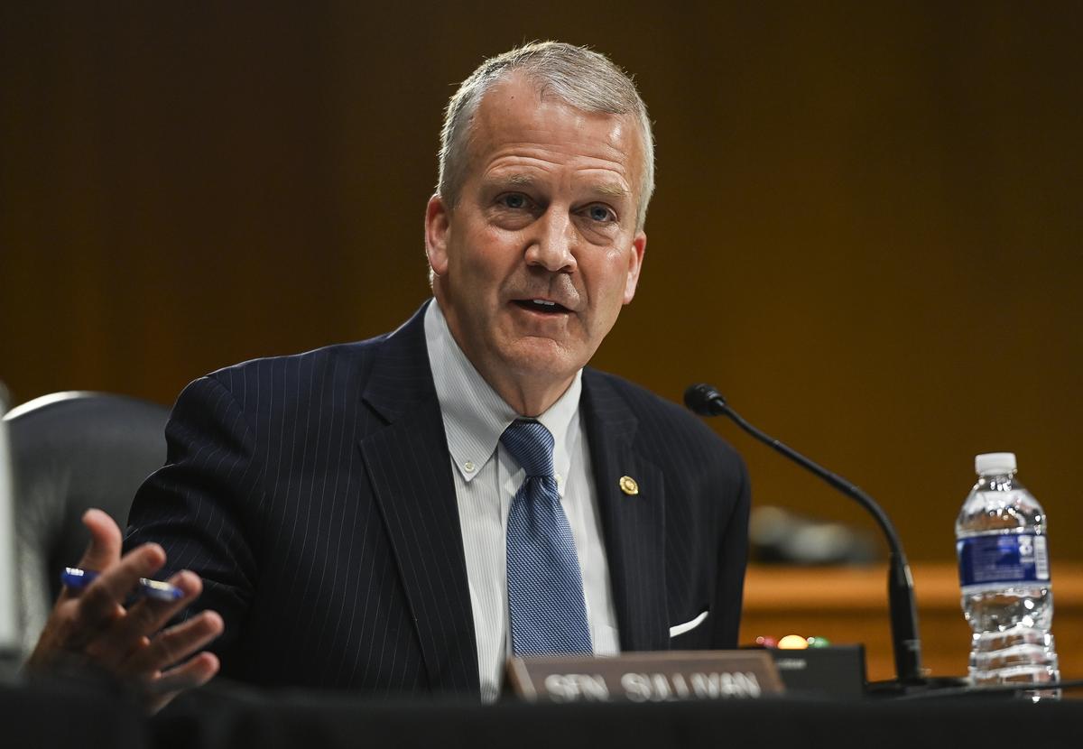  Alaska Senator Dan Sullivan speaks at the confirmation hearing for Michael Regan as administrator of the Environmental Protection Agency on February 3, 2021, in Washington. 