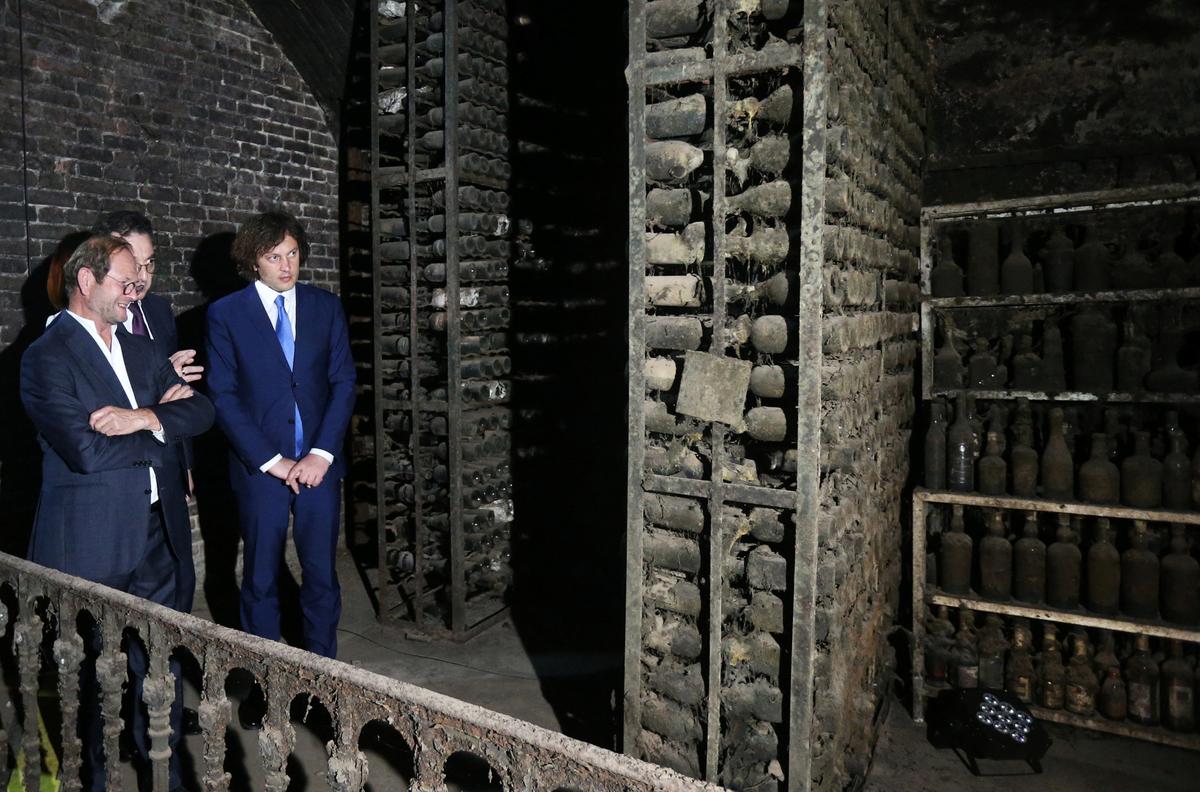 Georgia's Prime Minister Irakli Kobakhidze attends the opening ceremony of a wine cellar housing a collection of rarities from the 19th and 20th centuries, once owned by Soviet leader Joseph Stalin, in Tbilisi, Georgia May 28, 2026. REUTERS/Irakli Gedenidze