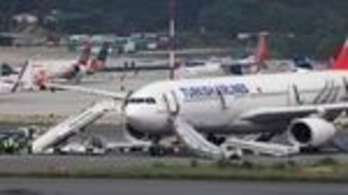 An airbus belonging to Turkish Airlines is parked at Tribhuvan International Airport after a minor fire broke out while landing in Kathmandu, Nepal May 11, 2026. REUTERS/Navesh Chitrakar