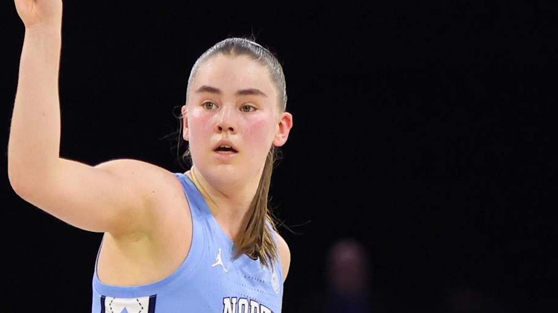  Mar 7, 2026; Duluth, GA, USA; North Carolina Tar Heels guard Elina Aarnisalo (17) calls a play against the Louisville Cardinals in the second quarter at Gas South Arena. Mandatory Credit: Brett Davis-Imagn Images | Brett Davis-Imagn Images 