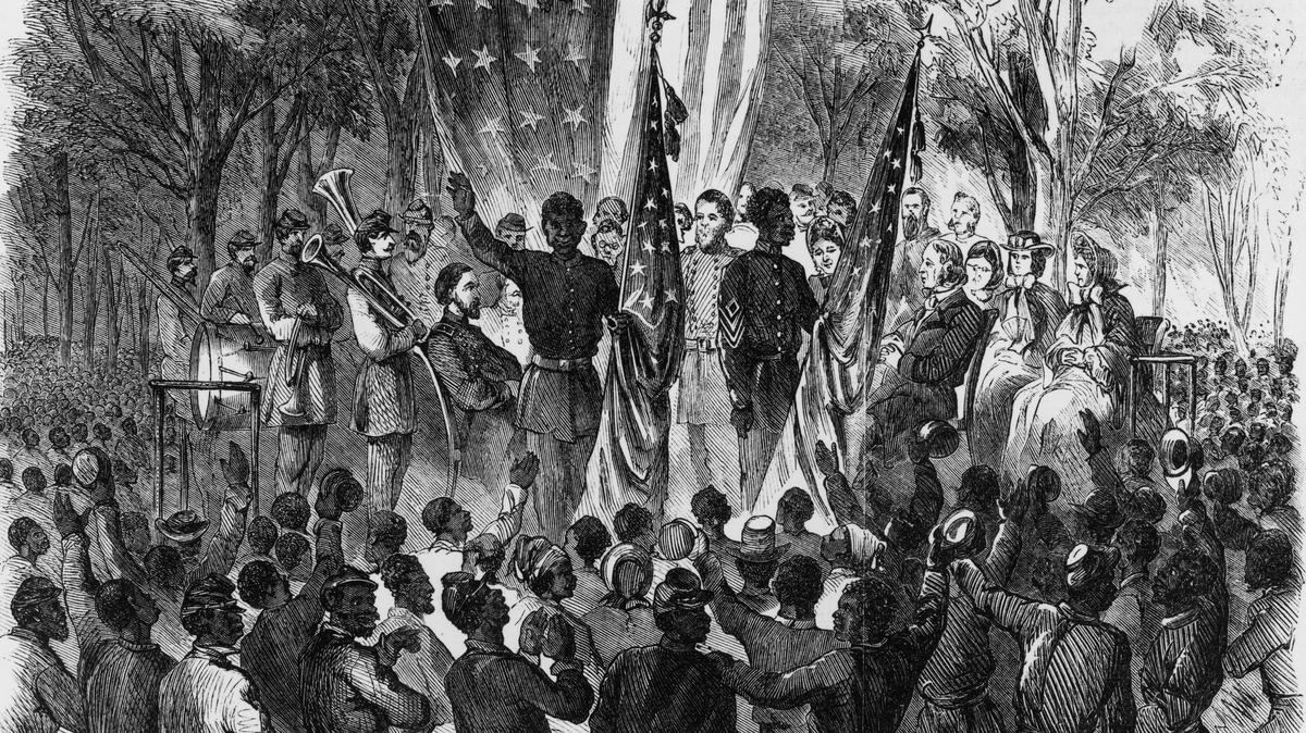 Emancipation Day. 'Emancipation Day in South Carolina' from Frank Leslie's Illustrated Newspaper.