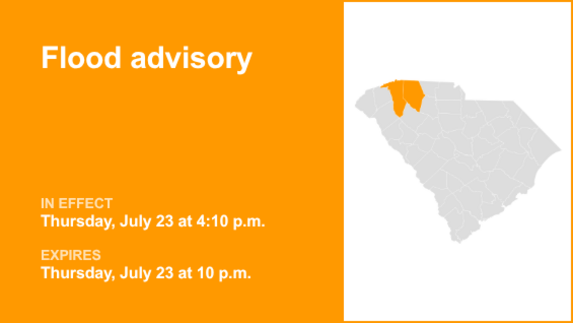 Flood advisory for Greenville and Spartanburg counties until Thursday night 