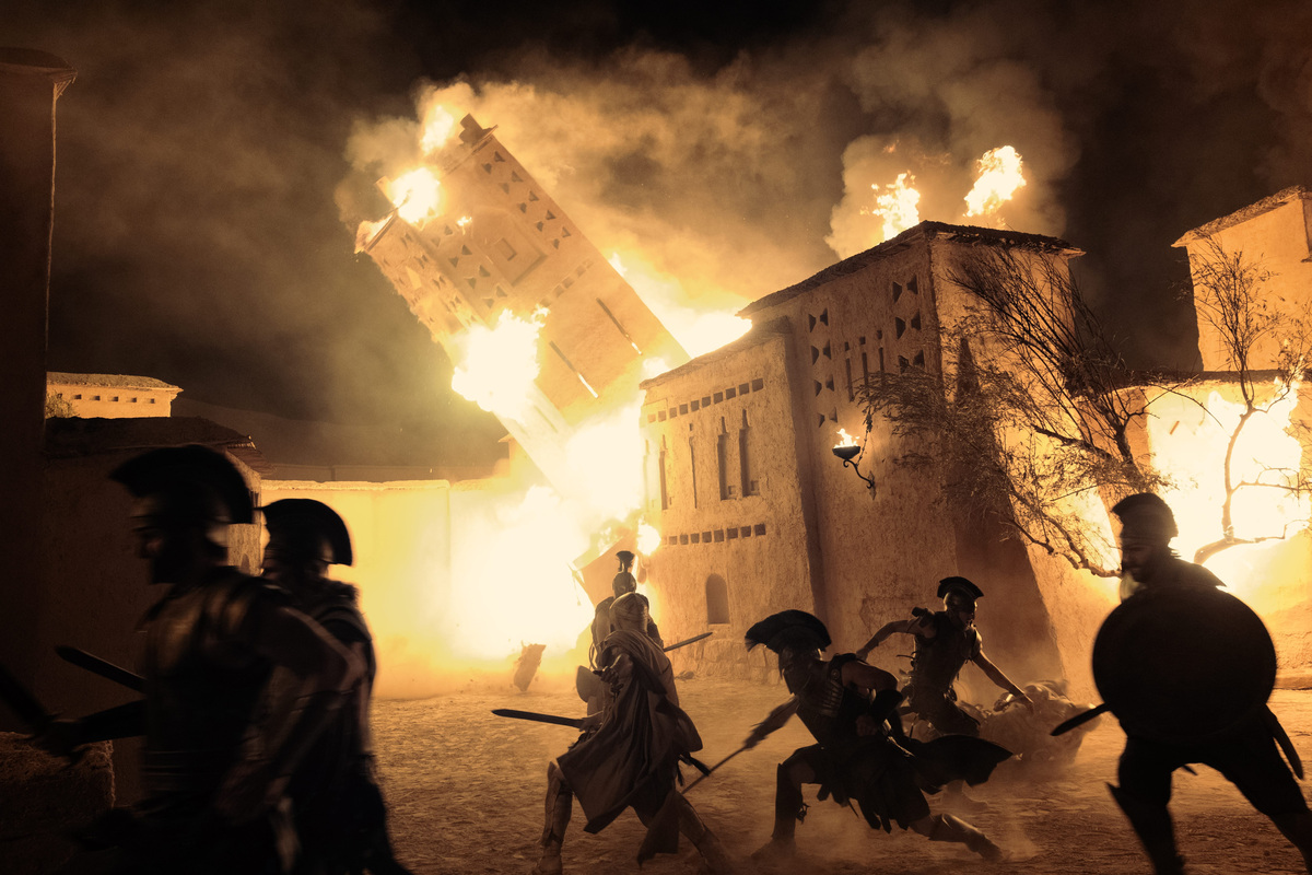 The fall of Troy is a brutal, action-packed centerpiece in "The Odyssey."