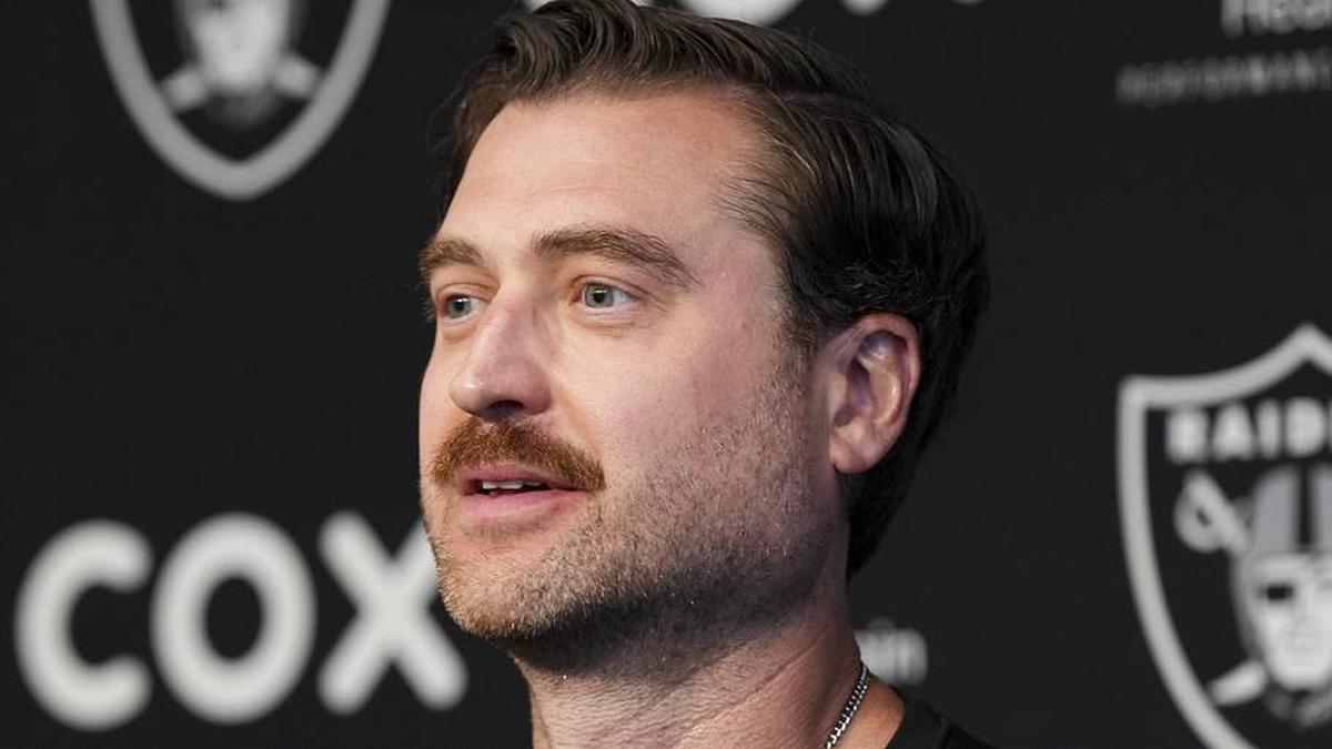  May 28, 2026; Henderson, NV, USA; Las Vegas Raiders offensive coordinator Andrew Janocko speaks during a news conference during organized team activities at Intermountain Health Performance Center. Mandatory Credit: Candice Ward-Imagn Images | Candice Ward-Imagn Images 