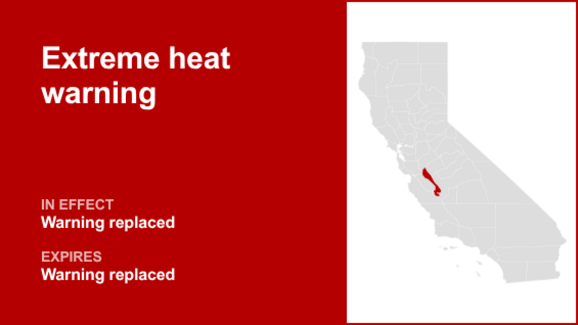 UPDATE: The extreme heat warning for Central California is expected to expire at 8 p.m. 