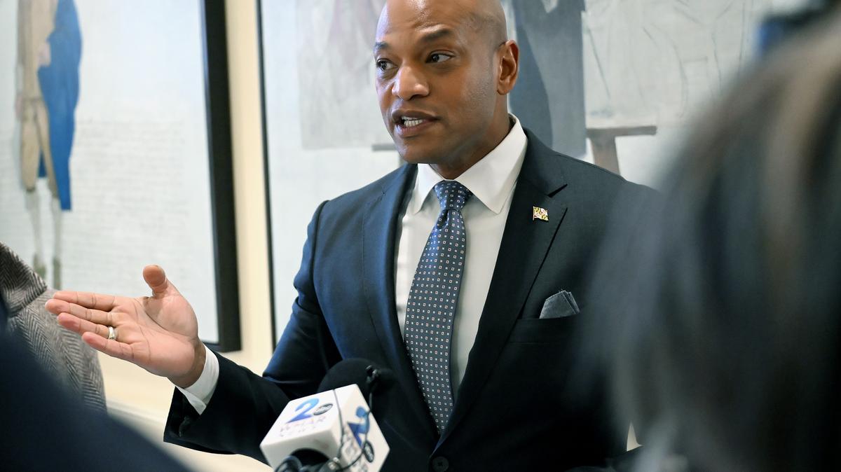 Maryland Gov. Wes Moore speaks with the media after testifying before the House Rules Executive Nominations Committee in support of House Bill 488, a congressional redistricting bill, on Jan. 27, 2026, in Annapolis, Maryland. (Kim Hairston/Baltimore Sun/TNS)