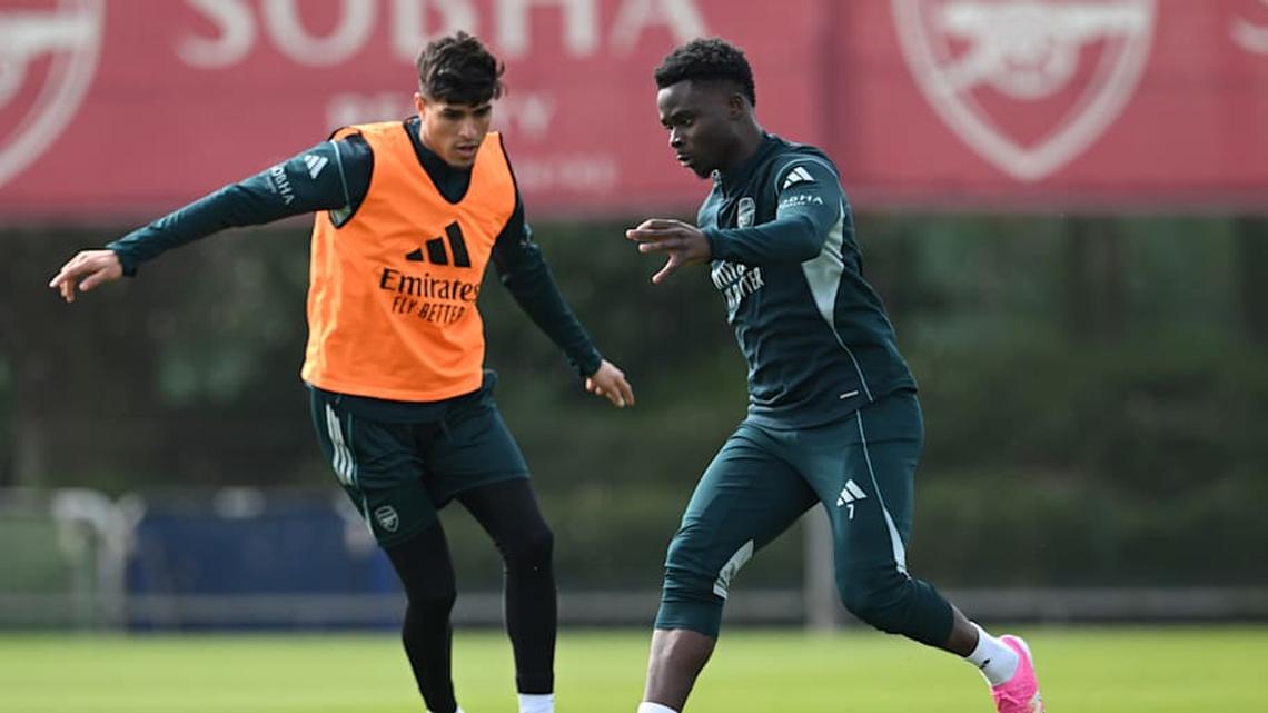  Saka is slowly stepping up his comeback. | Stuart MacFarlane/Arsenal FC/Getty Images 