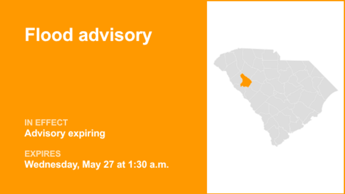 UPDATE: The current flood advisory for Greenwood County will expire at 1:30 a.m. 