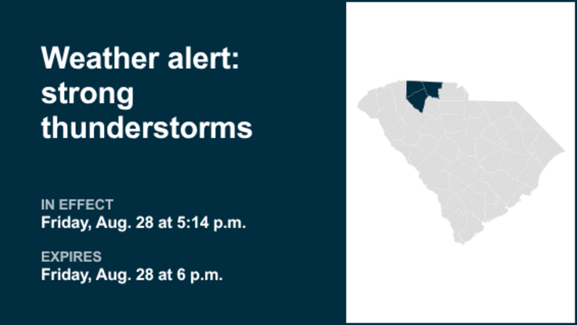 UPDATE: Thunderstorms with pea-sized hail in Cherokee and Spartanburg counties Friday 